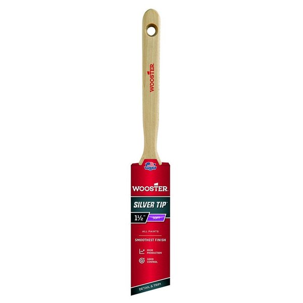 Wooster 1-1/2" Angle Sash Paint Brush, Silver CT Polyester Bristle, Wood Handle 5221